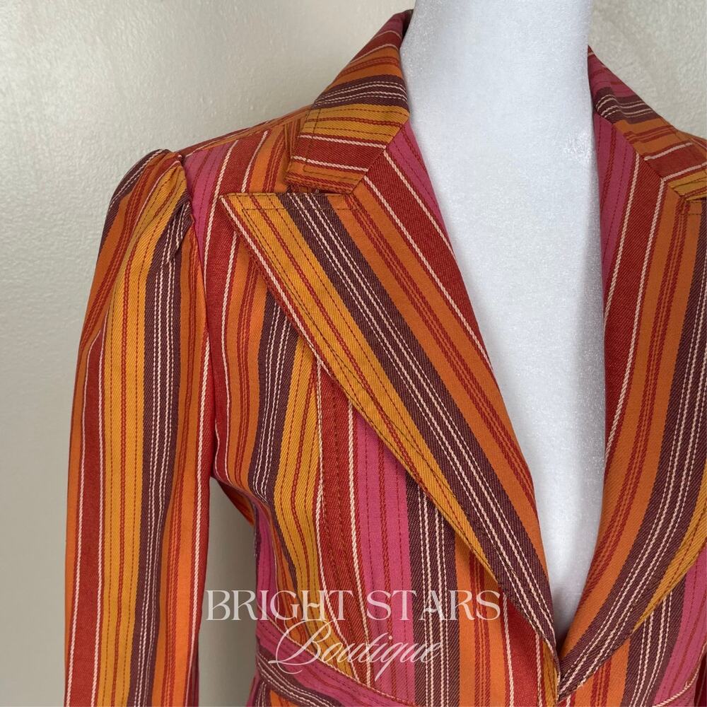 Rare Stripe Blazer Jacket ASO Paige Matthews Charmed Tie Front Vintage Y2K - Picture 11 of 13